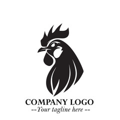 Fototapeta premium Head of Chicken Logo Symbol Black and White Illustration in Minimalist Modern Vector Design for Branding
