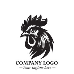 Fototapeta premium Head of Chicken Logo Symbol Black and White Illustration in Minimalist Modern Vector Design for Branding