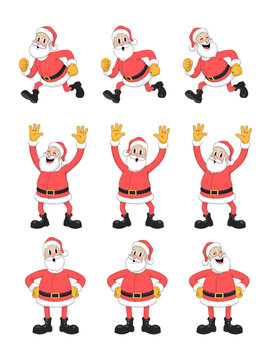 Cute Cartoon Santa Claus Character Set with Multiple Poses and Expressions