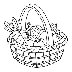 Fototapeta premium Illustration of a basket full of vegetables