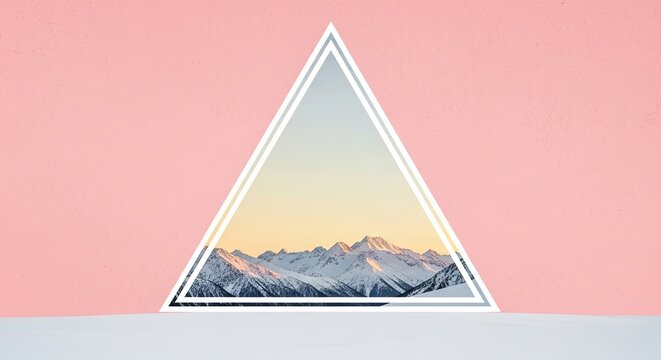 Minimalist geometric mountain landscape art