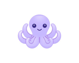 Obraz premium Charming purple octopus character with a sweet smile, suitable for kids illustration and design