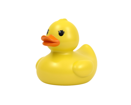 Charming yellow rubber ducky with an orange beak, perfect for bath time adventures or playful scenes