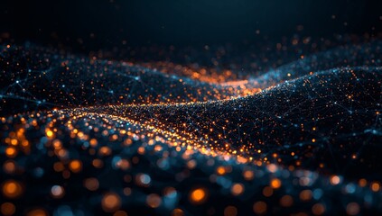 Abstract concept of global digital transformation and cloud computing, with a vast network of flowing data points.