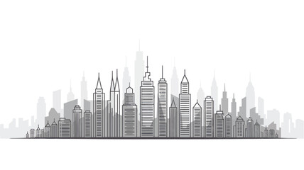 Naklejka premium City skyline silhouette vector illustration of urban cityscape with skyscrapers and buildings isolated on white background