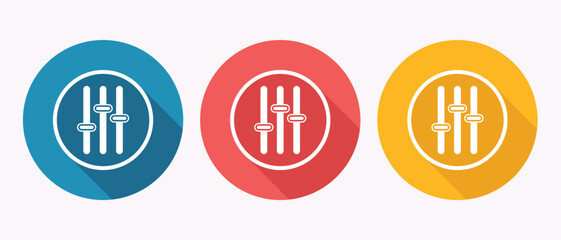 Colorful Equalizer Flat Design Icons Representing Audio Mixing and Control Panel