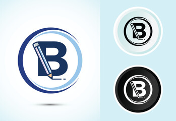 Creative Letter B Logo Design with Pencil Icon Modern and Professional Style