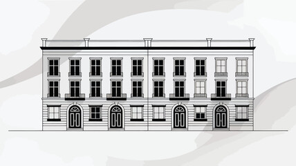 Detailed vector illustration of a classical building facade architectural design element isolated on white background