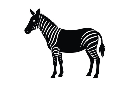 standing zebra silhouette vector icon