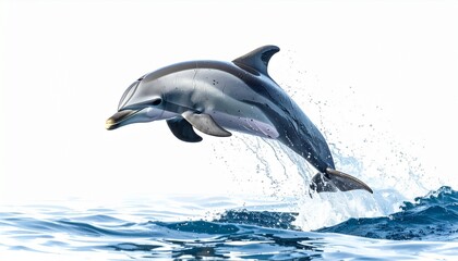 Fototapeta premium Dolphin leaping from the ocean a captivating display of marine life.