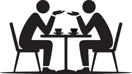 Two People Talking and Discussing at a Table