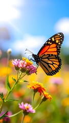 Obraz premium Monarch butterfly perched on a colorful flower