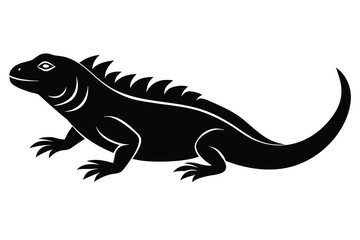 crawling iguana silhouette vector icon