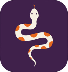 Fototapeta premium White serpent with orange circular markings on dark purple background