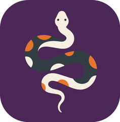 Obraz premium Stylized snake with bright orange spots on deep green body against purple background