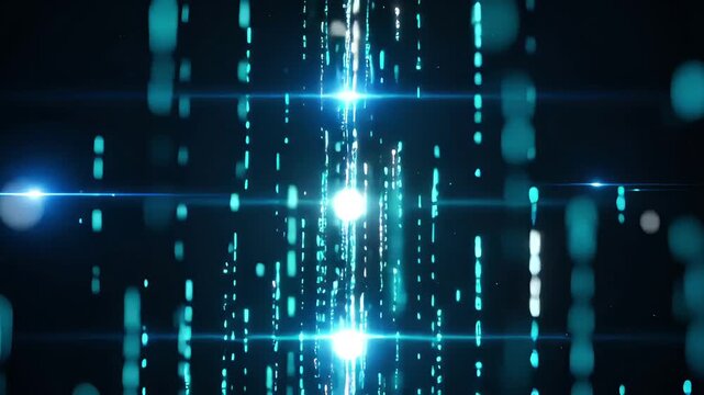 Neon Data Stream Futuristic Binary Light Streams in a Dark Cyber Space