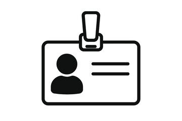 Identification badge icon vector. ID card for security, corporate pass. Employee, staff, press, visitor name tag. Personal identity document concept. Lanyard card holder.