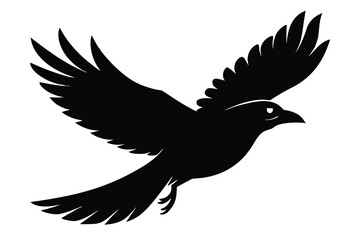 flying crow silhouette vector icon