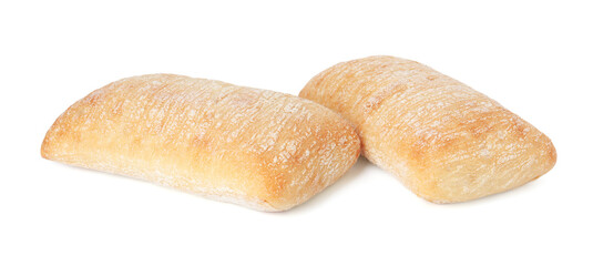 Two tasty fresh ciabattas isolated on white