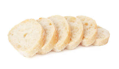 Pieces of tasty fresh ciabatta isolated on white