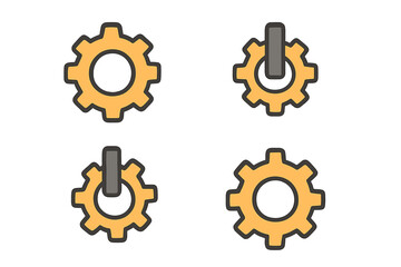 Setting gear icon with trendy filled line style for web, app, UI design, isolated on white background, vector illustration, simple modern cogwheel, adjustment symbol