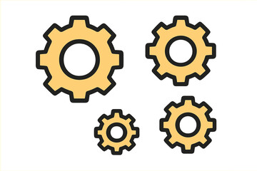 Setting icon with trendy filled line style, gear vector illustration, UI design element, web and app logo symbol isolated on white background, editable EPS