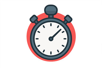 Stopwatch timer vector icon. Flat design chronometer for measuring speed, time, accuracy. Symbol of deadline, countdown, urgency, fast delivery, project management, sport race.