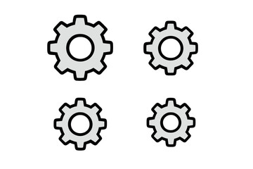 Gear setting icon collection. Cogwheel line art symbols for web, logo, and app UI design. Simple flat vector for configuration, options, preferences, or technical support.