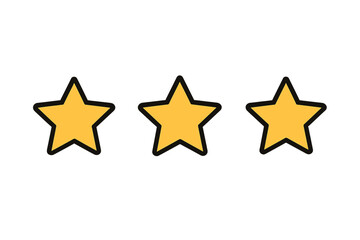 Fototapeta premium Yellow star icon symbol for favorite, rating, and review with bold black outline, trendy filled line style for web, app, UI design, logo, isolated vector illustration
