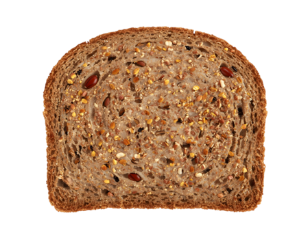Detailed closeup of a nutritious slice of multigrain bread showcasing healthy eating concept