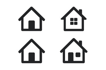 Vector home icon set. Trendy house symbol collection for web design, user interface, app logo, and UI elements. Flat style isolated on white background. Modern, minimal building illustrations.