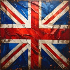Textured artistic rendition of the Union Jack flag