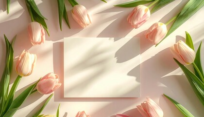 Elegant pink tulips arrangement floral display minimalist design soft lighting aesthetic composition
