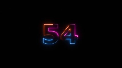 Business neon countdown number 54 icon illustration background.