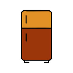 Simple flat design illustration of a two door refrigerator with rounded corners on a black background