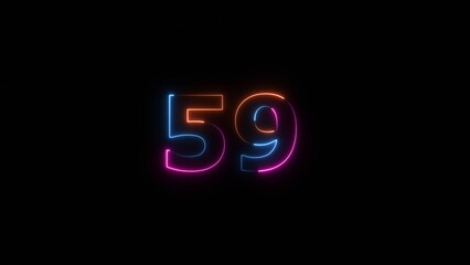 Business neon countdown number 59 icon illustration background.
