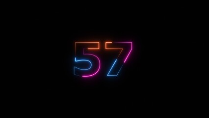 Business neon countdown number 57 icon illustration background.