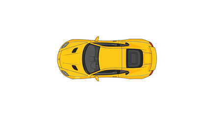 Naklejka premium Flat Style Detailed Sport Car Yellow Color Top View Illustration