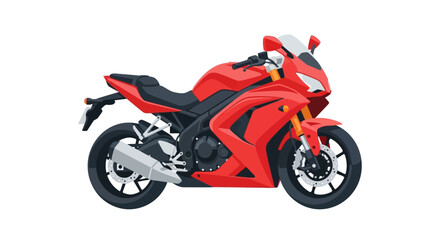 Obraz premium Detailed Flat Style Red Motorcycle Sportbike Transportation Isolated Illustration