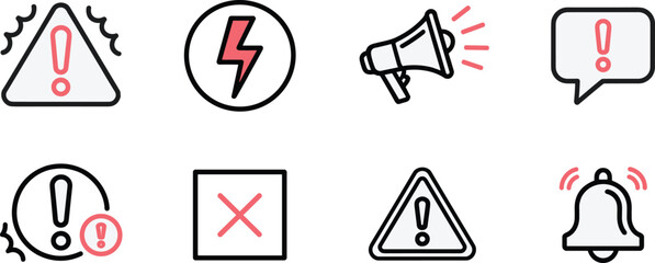 Alert icon, warning symbol, error graphic, notification sign, hazard mark, UI alert, danger message, flat vector illustration
