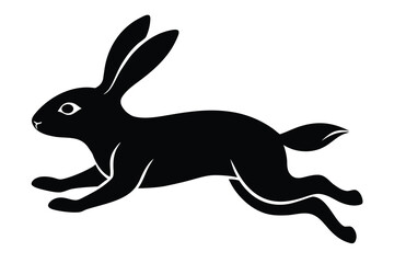 Obraz premium jumping rabbit silhouette vector icon