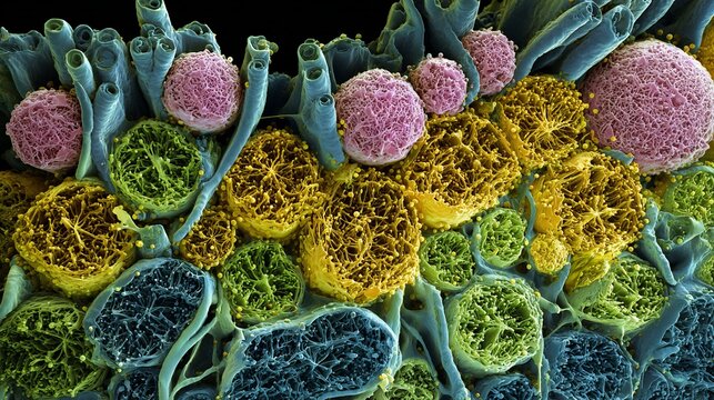 3d scientific visualization of oral cancer squamous cell carcinoma cell invading connective tissue highlighting keratin pearl formations