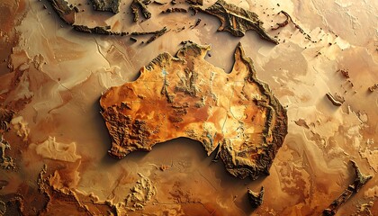 Textured three-dimensional rendering of the Australian continent