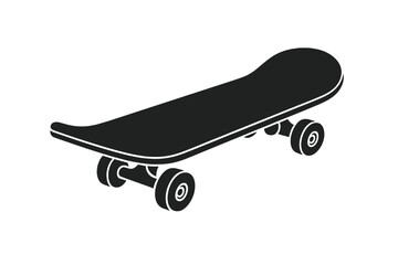 Black Skateboard Icon Isolated on White Background, Park Symbol Vector Illustration with Transparent Background, Skateboard Silhouette Graphic for Sports and Leisure Design