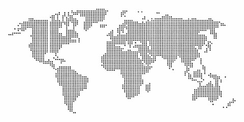 Abstract dotted world map illustration representing global connections and connectivity