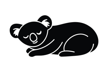 resting koala silhouette vector icon