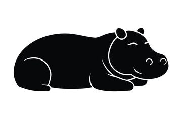 resting hippo silhouette vector icon