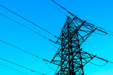 the support of the high-voltage transmission line of electricity from the nuclear power plant to the consumer