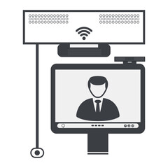 Video Conference Webcam and Monitor Vector Icon Online Meeting Communication Illustration