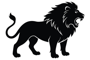 roaring lion silhouette vector icon